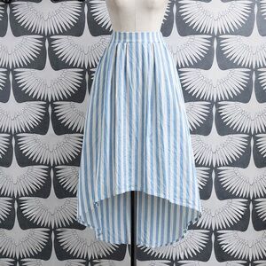 Max Studio Striped High-Low Midi Skirt - Blue & White